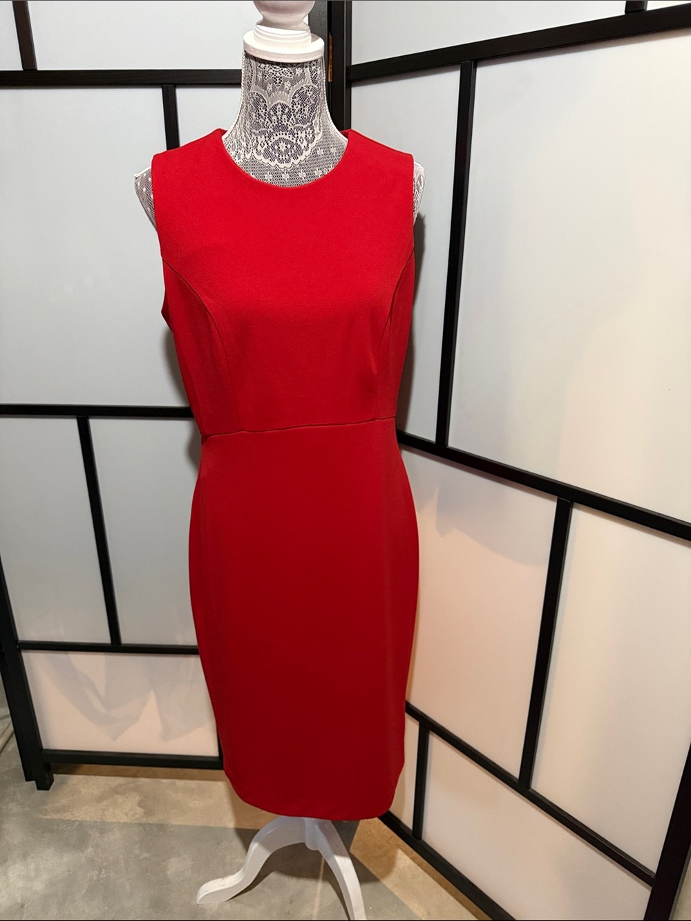 Express Red Sleeveless Midi Sheath Dress